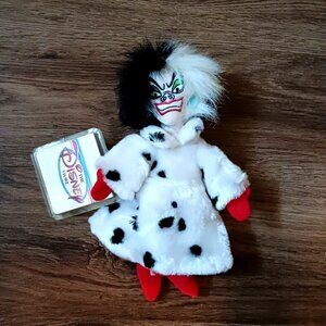 Vtg Disney Store Mini Bean Bag Plush Cruella Deville 101 Dalmation 9in Halloween